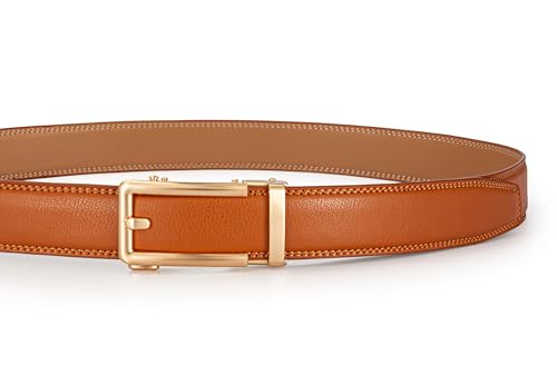 Image of Lingli Men's Belt,Ratchet Dress Belt with Automatic Buckle Brown /Black-Trim to Fit-35mm wide