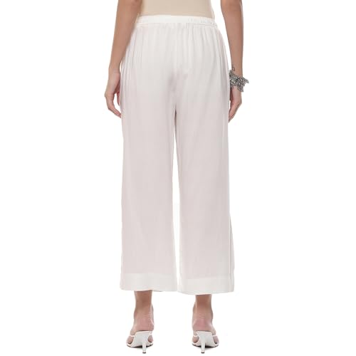 Image of BIBA Women Rayon Regular Solid Pants