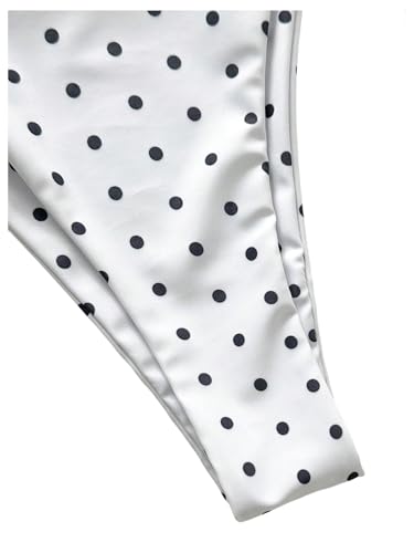 Image of SOLY HUX Women's Polka Dots Print Bathing Suit Halter Triangle Tie Side Bikini Sets Two Piece Swimsuit