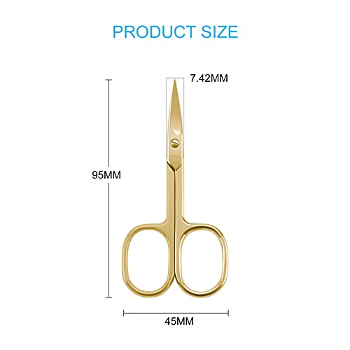 Livingo Professional Nail Cutter Scissors, Multi-Purpose Sharp Curved Blade Stainless Steel Manicure Cuticle Pedicure Fingernail & Toenail Grooming Tool With Case, Eyebrows/Eyelash Use, 3.5” Gold #TOP1