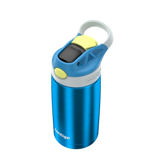 Image of Contigo Autospout Water Bottle with Straw 13 oz Blue Poppy /Glacier