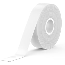 SUPVAN E10 & E11 Label Maker Tape, 0.59in × 19.7ft (15mm × 6m) Genuine Continuous Laminated Thermal Label Tape Refill, Waterproof Oilproof Child-Safe Durable Auto Detect Labels, Black on White