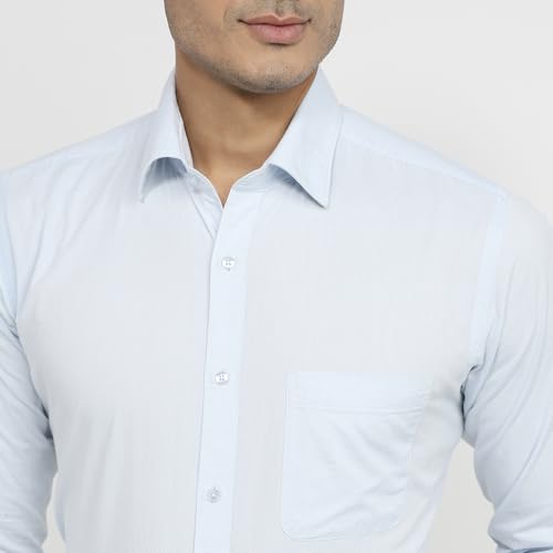 Image of Raymond Men Slim Fit Structure Pattern Pure Cotton Semicutaway Collar Full Sleeve Formal Shirt