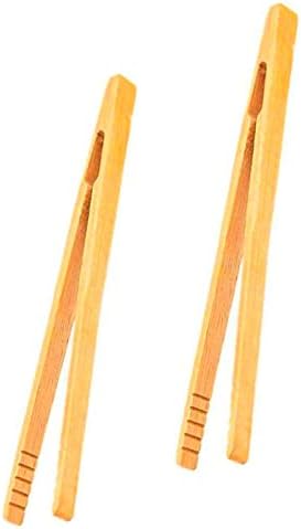 Armrouns Reusable Bamboo Toast Tongs 2 Pcs, 7 inch Wooden Toaster Tongs For Cooking & Holding, Nature Wooden Kitchen Utensil For Cheese Bacon Muffin Fruits Bread