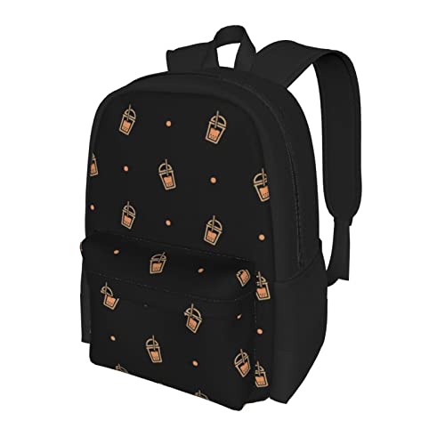 Elasonn 16.5 Laptop Handbag Lightweight School Bags Bookbag Backpacks For Men Women,Funny Boba Bubble Milk Tea Dots Casual Zipper Schoolbag Shoulder Bag Travel Daypack For Student Boys Kids #TOP6