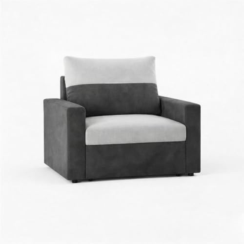 Image of SOCOZI Enrique 1 Seater Sofa Cum Bed | Soft Velvet Suede Fabric | Modern Convertible Design | Plush Comfort Seating for Living Room (Dark Gray-Light Gray)