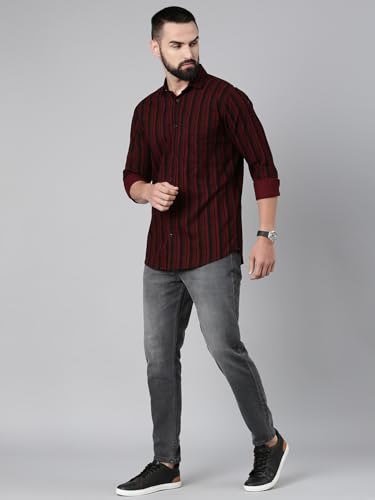 Image of Majestic Man Men's Standard Slim Fit Striped Pure Cotton Casual Shirt