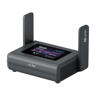 GL.iNet Slate 7 Pro (GL-BE10000) Tri-Band Wi-Fi 7 Travel Router &ndash; 6GHz 5.7Gbps, MLO, 2.8"" Touchscreen, 1.1Gbps WireGuard VPN, DPI Security, Dual 2.5G + Mwan3, OpenWrt &ndash; Business Travel, Digital Nomad