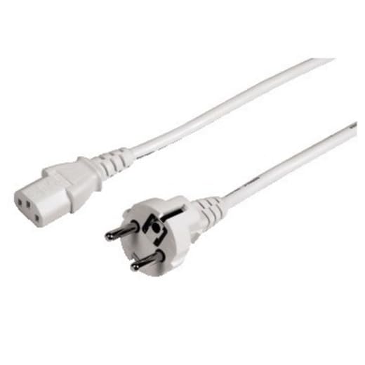 Hama Euro-Netzkabel 2-polig 5m, gerade (Eurostecker auf Doppelnut, Netzstecker auf Euro 8 Doppelbuchse) Stromkabel weiß