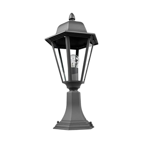 Lindby Außenleuchte Edana (spritzwassergeschützt (Modern) in Schwarz aus Aluminium (1 flammig, E27) - Wegeleuchte Pollerleuchte Wegelampe Sockelleuchte