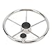 Yechiry Marine Boat Steering Wheel, Stainless Steel 13.5 Inch 5 Spoke Boat Steering Wheel with Ergonomic Anti Slip Grip and Center Cap, Ideal for Ship, Yacht, Speedboat
