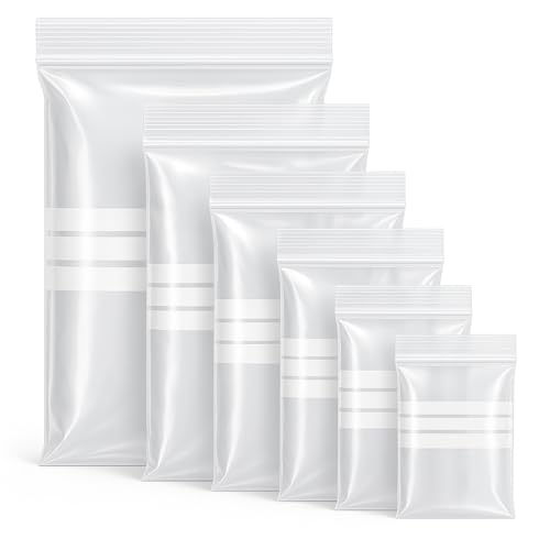 Grip Seal Bags with Write On Panel - 8" x 11" Clear Resealable Plastic Bags for Storage & Packaging (100 Pack) - Sabco