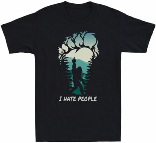 Footprint Hate Black Bigfoot I Camping Men T-Shirt Printed Camiseta Black Tee Top XXL