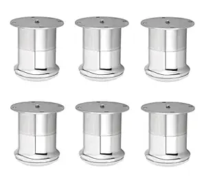 WSK Stainless Steel Two Tone Finish Round Sofa Furniture Leg 50 MM / 6 Inch Height Pack of 6 Pcs SL1112H6-006