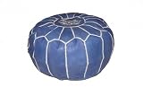 Marrakech Accessoires Puf Oriental Cojín de suelo árabe de piel auténtica, hecho a mano, redondo, diámetro de 50 cm