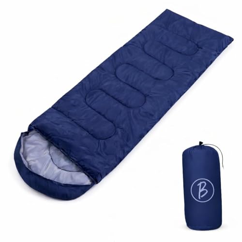 Image of Sleeping Bag for Camping & Travel | Regular Size Lightweight Sleeping Bag (1kg) | Comfortable, Easy to Carry & Store. Pack of 1 (Navy)