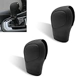Tesnaao 2 PCS Car Shift Knob Cover, Silicone Gear Lever Cover, Anti-Slip Protective Cover, Shifting Head Cover Replacements, Automotive Decor Kit, Universal for Most Cars, Trucks, SUVs (Black)