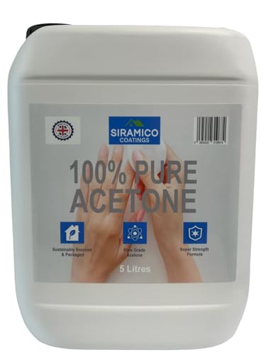 SIRAMICO COATINGS Pure Acetone | 5 Litre | Nail Polish Remover | Removes All Types of Nail Polish Gels Acrylics Nail Tips & Glues | Super 100% Strength Formula
