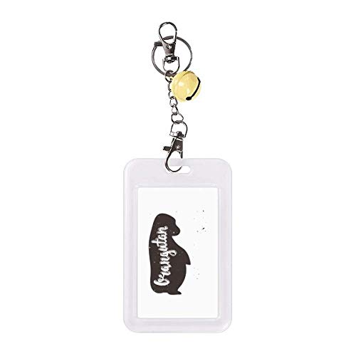 Étui pour carte de crédit orang-outan noir et blanc avec cloche jaune