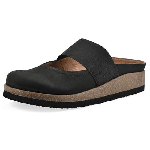 WHITE MOUNTAIN Women's Bassi Keyhole Signature Comfort-Molded Footbed Mule, Black/Nubuck, 6 M
