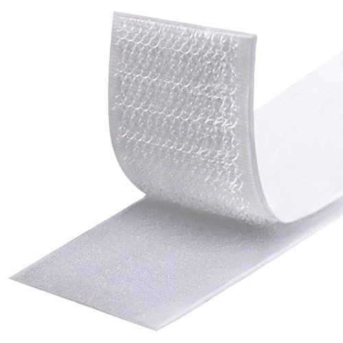 Fesoar Scratch Autocollant Double Face, Rubans Adhésifs, Bande Agrippantes Adhésives, Hook Loop Bande pour Tous Les Types D'installations Cadre Photo (Blanc, 30 mm x 3 m)