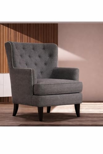 Image of Castora Upholstered Accent Chair for Living Room and Offices (Dark Brown)