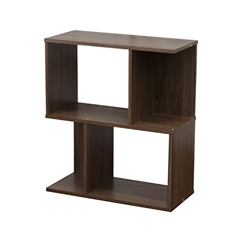 マナベインテリアハーツ 幅62 奥行28 高さ71 オープンシェルフ ディスプレイラック 本棚 飾り棚 間仕切り 2段 おしゃれ モジュールシェルフ ブラウン