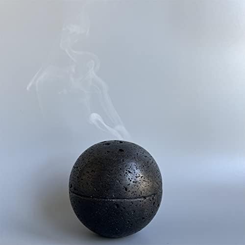 SAIDKOCC 9 Holes Handmade Natural Marble Round Incense Burner Holder for Meditation Decorative Room/Kitchen/Coffee Shop (Black Travertine)