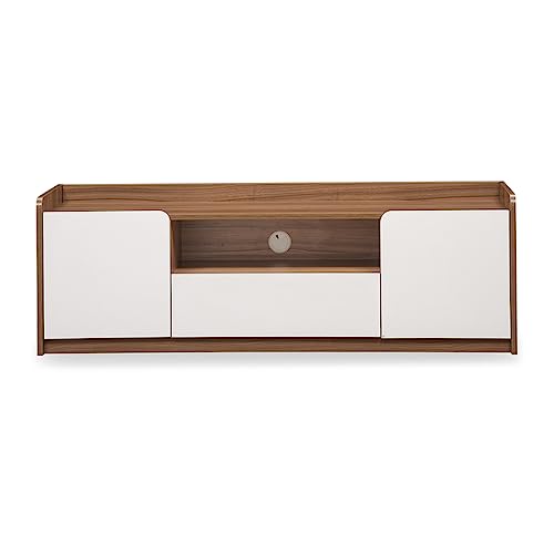 Image of FURLENCO Bianca Engineered Wood Entertainment Unit in Ivory White Finish