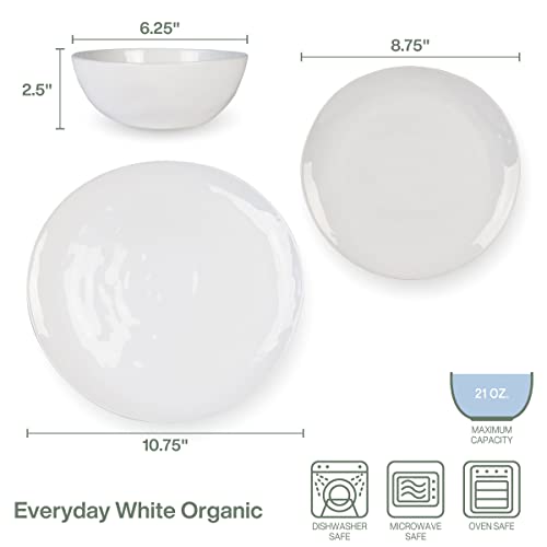 Everyday White By Fitz And Floyd Organic 12 Piece Dinnerware Set, Service For 4 #TOP7