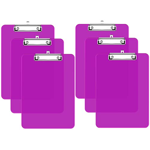 Rimilak Plastic Clipboards Set of 6, 8.5 x 11 Translucent Clip Board