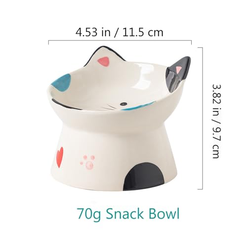 Tigelas elevadas de cerâmica fofas para gatos, design elevado, alimentador inclinado de 15°. Protege