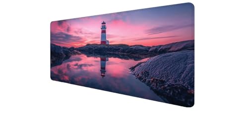 Tapis de souris bureau XXL gaming antidérapant et imperméable grand format motif mer pour gamer