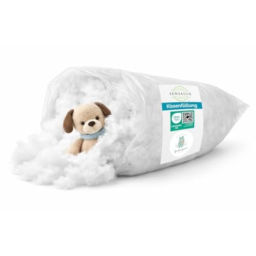 AMF Sensalux Füllstoff waschbar bis 95 Grad Kissenfüllung, Oeko-TEX Polyesterhohlfaserkugeln, Weiß, 1 kg