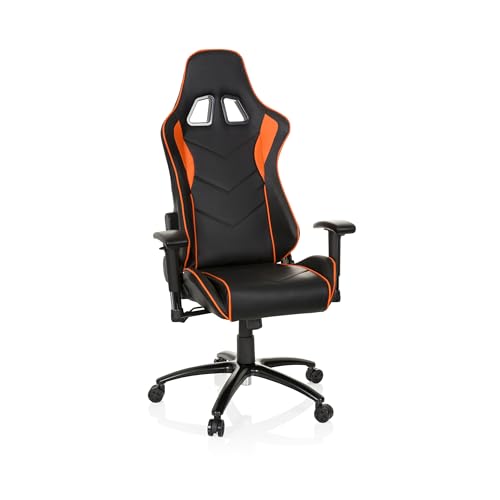 hjh OFFICE 729160 Racing Chefsessel SPIELBERG III Kunstleder Schwarz/Orange Gaming PC Stuhl Computerstuhl Armlehnen verstellbar
