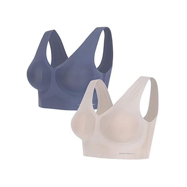 Lucky-Brand-Womens-Seamless-Wire-Free-Comfort-Lounge-Bra-Multi-Pack Lucky Brand Women's Seamless Wire-Free Comfort Lounge Bra Multi-Pack, (2-Pack) Taupe/Indigo, Small