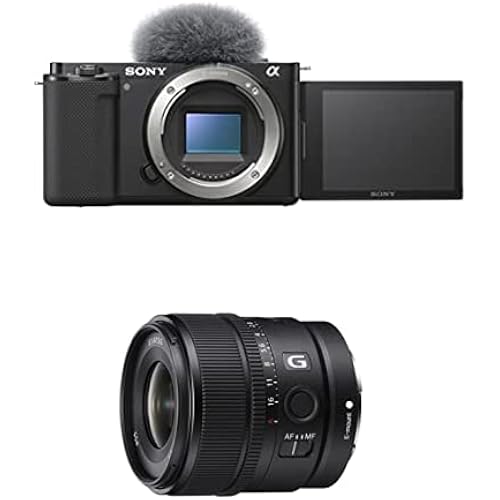 Sony Alpha ZV-E10 - APS-C Interchangeable Lens Mirrorless Vlog Camera - Black w/E 15mm F1.4 G APS-C Large-Aperture Wide-Angle G Lens