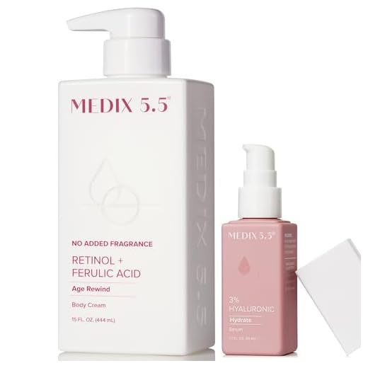 Medix 5.5 Loção Corporal Firmadora De Retinol Sem Fragrância Medix + Sérum Intensificador De Ácido Hialurônico A 3%, Conjunto De 2 Peças Para Cuidados Com A Pele, Tratamento Para Pele Enrugada, Crem