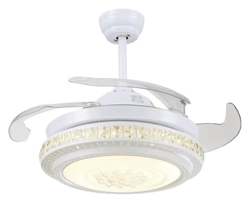 DMBBSAPBSH Ventilador de Techo con Luz, Ventilador de techo de cristal con luz retráctil de velocidad variable y silenciador remoto