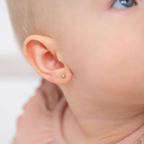 14k Yellow Gold Classic 3,4,5,6mm Ball Screw Back Earrings for Babies, Toddlers & Young Girls - Cute Small Ball Earrings For Little Girls With Safety Screw Backs3