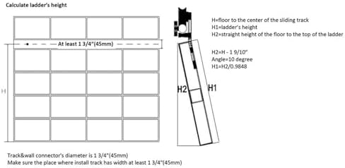 Sliding Library Ladder Hardware Kit - Bookcase Ladder Rails with Round Track & Floor Roller, Easy Install 100cm (3.3ft) - Perfect for Home & Office Use