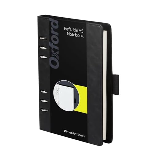 Oxford 6-Ring Professional Notebook, 7 x 9 Inch, Refillable Notebook, Ivory Paper, 100 Sheets, Black Faux Leather Cover (90004)