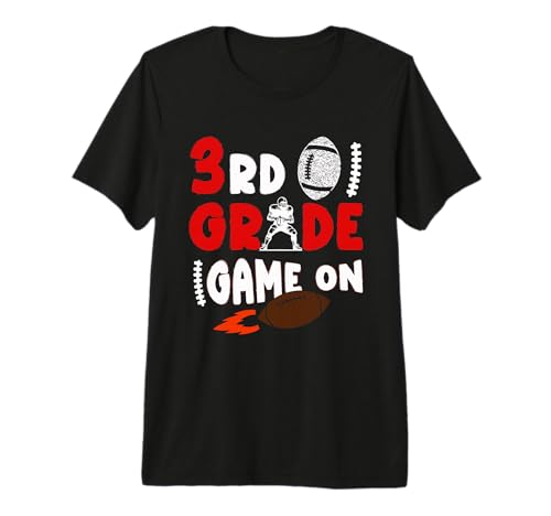 3rd Grade Game On American Football First Day of School Boys Premium Tri-blend T-Shirt