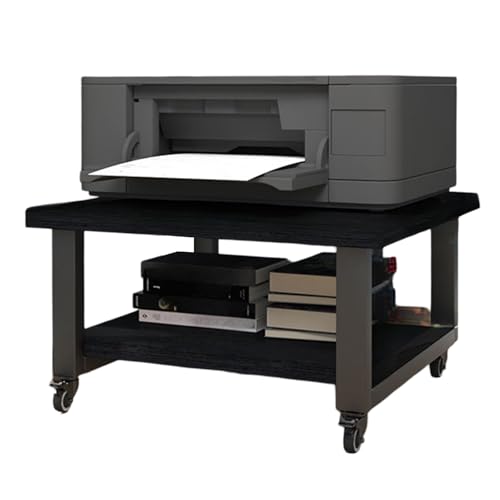 Grande supporto per stampante 50 x 50 cm sotto la scrivania carrello a 2 ripiani con ruote bloccabili salvaspazio versatile per fotocopiatrici e stampanti colore: nero