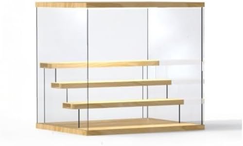 Zxyler フィギュアコレクションケース アクリル透明 木製階段式ひな壇 扉付き防塵 卓上ディスプレイショーケース 積み重ね可能 組み立て簡単のサムネイル