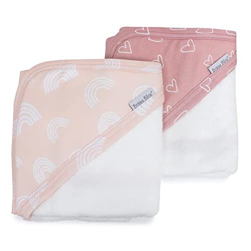 2PK Bubba Blue Bamboo 6.75x75cm Nordic Hooded Towel Baby 0-12m Dusty Berry/Rose - Image 3