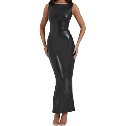 hibshaby Faux Leather Maxi Dress Cover