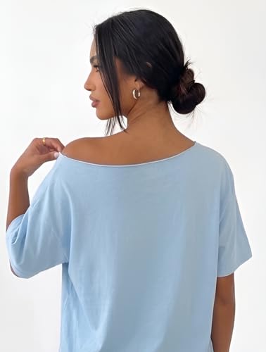 Image of SXV STYLE SOL Women Summer Loose Asymmetrical Neck Cocktail Fruit Orange Y2K Graphic Oversized T-Shirt
