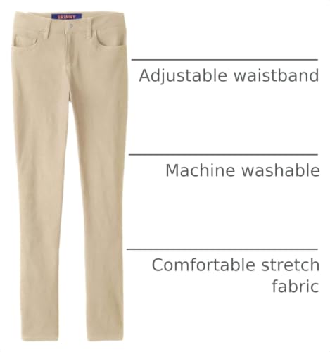 Image of French Toast Little Girls' Super Stretch Skinny School Uniform Pants with Pockets