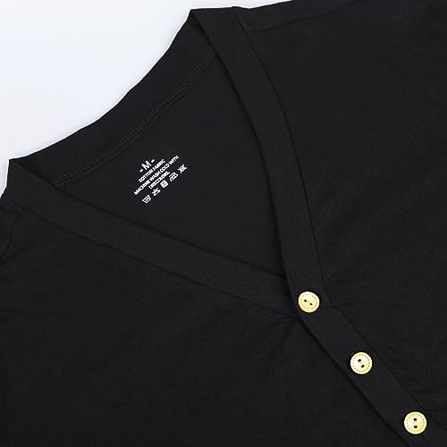 Mens Fashion Henley Shirts Cotton Casual Long Sleeve Button T-Shirt with Pocket4